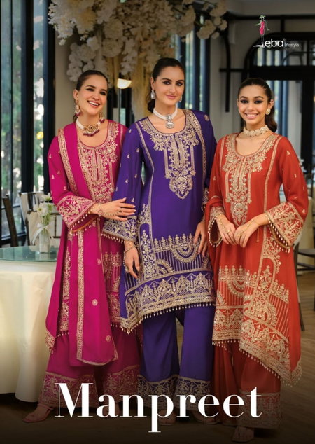 Manpreet By Eba Chinon Embroidery Readymade Suits Suppliers In India